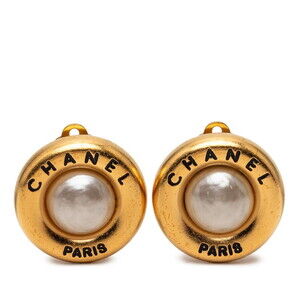 CHANEL Gold Pearl Earrings